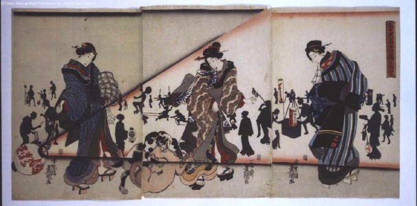 Utagawa Kunisada: Spring Evening: Beauties Returning from the Baths - Edo Tokyo Museum