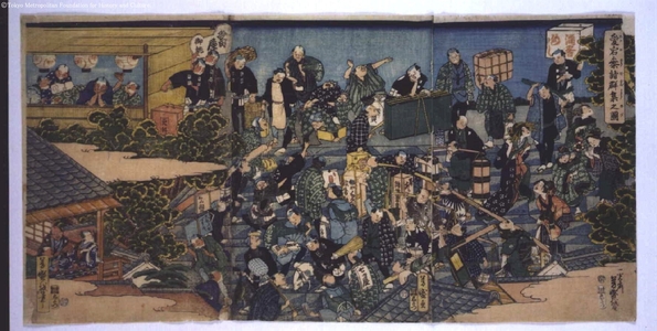 UTAGAWA Yoshimori: Visitors to the Atago Shrine - Edo Tokyo Museum