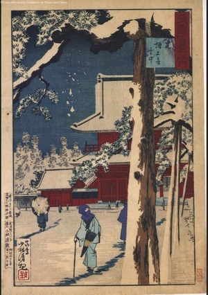 Kobayashi Kiyochika: A Hundred Views of Musashi: Zojoji Temple, Shiba, in the Snow - Edo Tokyo Museum