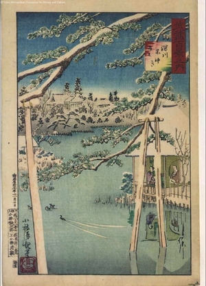 Kobayashi Kiyochika: A Hundred Views of Musashi: Benten Shrine in the Snow, Fukagawa - Edo Tokyo Museum
