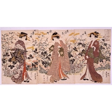 Estampe japonaise "Seven Flowers of Autumn at the Sumida River Garden" par Utagawa Toyokuni (UTAGAWA Toyokuni)