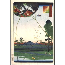 二歌川広重: One Hundred Views of Famous Places in the Provinces: Fukuroi Kites and Distant View of Akiba, Enshu - 江戸東京博物館