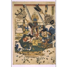 Utagawa Kunimori: Blessed by the Lucky Gods at Building Ceremony - Edo Tokyo Museum