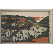歌川豊国: New Perspective Prints: The Hachiman Shrine in Fukagawa - 江戸東京博物館