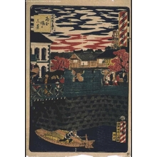 三代目歌川広重: Famous Views of Tokyo: Sumo at the Ekoin Temple, Ryogoku Bridge - 江戸東京博物館