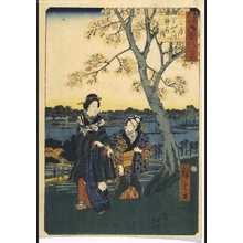 Utagawa Hiroshige: Famous Views of Annual Events in the Eastern Capital: Plum Blossom Viewing Along the Sumida in the Third Month - Edo Tokyo Museum