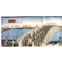 歌川貞秀: The Loyal Retainers Crossing Ryogoku Bridge, from Chushingura - 江戸東京博物館
