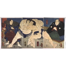 Utagawa Kunisada: Sakaigawa Wrestles Unryo - Edo Tokyo Museum