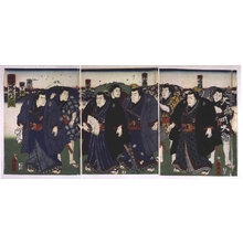 Utagawa Kuniaki: Sekitori-rank Sumo Wrestlers on Their Way to a Tournament - Edo Tokyo Museum