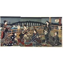 Utagawa Kunisada: Famous Views of the Eastern Capital Throughout the Four Seasons: Evening at Ryogoku - Edo Tokyo Museum