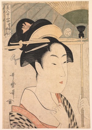 Kitagawa Utamaro, 喜多川歌麿 (Kitagawa Utamaro)による浮世絵「Wife of a Virtuous Man, from the series Ten Beautiful Women」