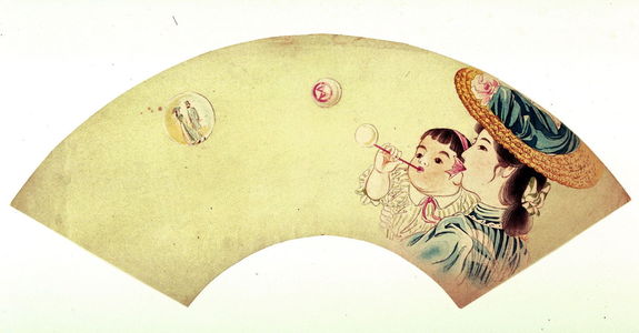 無款: Mother and Child Blowing Soap Bubbles - Legion of Honor