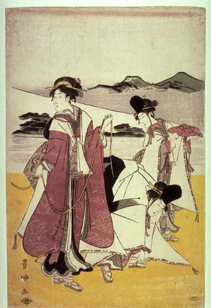 Utagawa Toyokuni I: Three Women by the Slopes of Mt. Fuji, panel from a polyptych - Legion of Honor