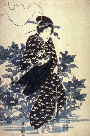 Utagawa Toyoshige: Geisha and Kikyo Flowers - Legion of Honor