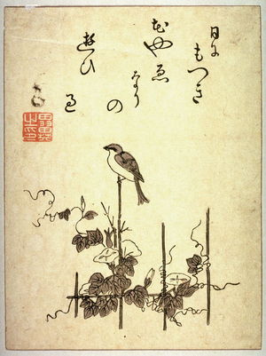 Unknown: [Morning glories and small bird] - Legion of Honor