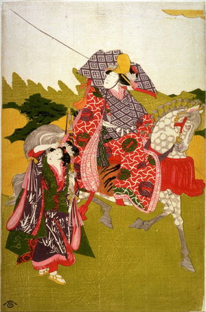 無款: [Woman on horseback looking toward Mt. Fuji] - Legion of Honor