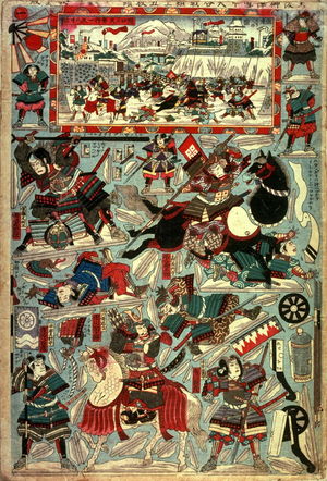 Unknown: [The Great Battle in the Snow at Osaka, a Five Sheet Cut Out Asembly print] - Legion of Honor