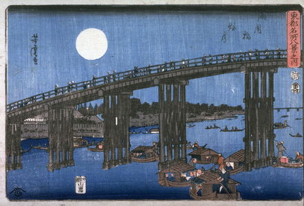 Japanese Print "Ryogokubashi shugetsu" by Utagawa Yoshitora, 歌川芳虎 (Yoshitora)