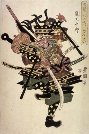 歌川豊国: Seki Sanjuro II as Benkei, from the series Seven Costume Changes (Shichihenge) - Legion of Honor