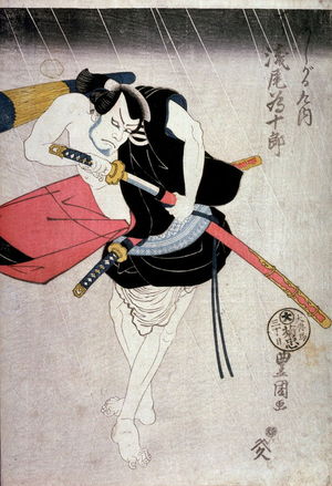 歌川豊国: Asao Tamejuro as the Footman (ashigaru) Kunai, panel of a polyptych - Legion of Honor