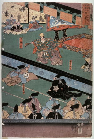 Japanese Print "Right panel of a triptych (theater scene)" by Utagawa Kuniyoshi, 歌川国芳 (Utagawa Kuniyoshi)