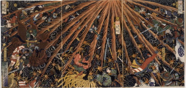 月岡芳年: Masakiyo's Difficult Battle from Taiheiki Chronicles (Taiheiki Masakiyo nanzen no zu) - Legion of Honor