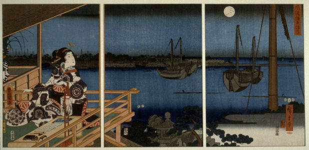 歌川広重: Full Moon at the Harbor or Lady Murasaki Watching the Autumn Moon at Ishiyama - Legion of Honor