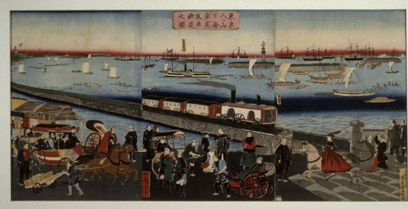 三代目歌川広重: Steamd Train at Yatsunoyama in Tokyo - Legion of Honor