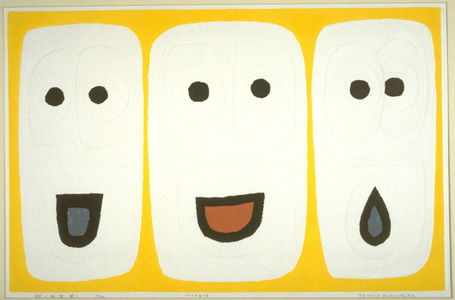 Japanese Print "Face (ours) yellow" by Tomio Kinoshita