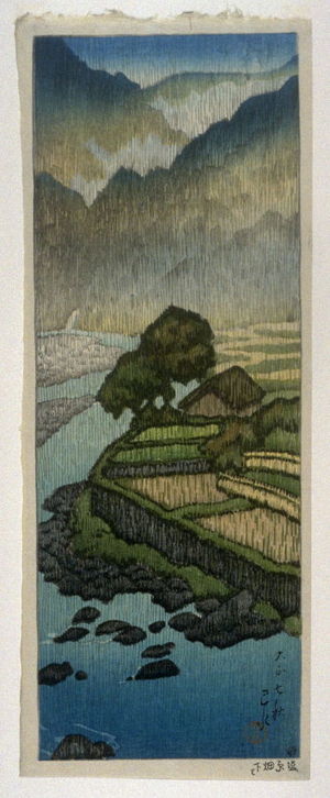 橋口五葉: Yabakei (landscape with a Peasant Cart in the Rain) - Legion of Honor