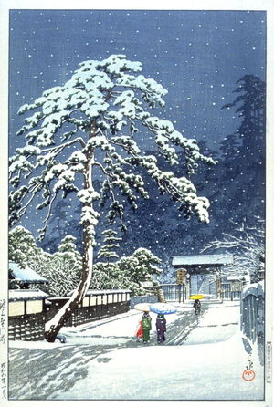 川瀬巴水: Honmomji Temple in the Snow - Legion of Honor