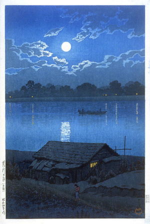 川瀬巴水: Moon over the Ara River at Akabane - Legion of Honor