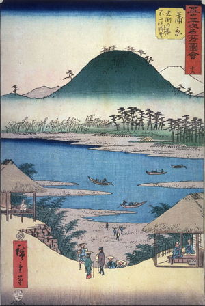 歌川広重: Fuji River from Iwafuchi Hill near Kambara (Kambara iwafuchi no oka yori fujikawa chobo), no. 16 from the series Famous Places near the Fifty-three Stations of the Tokaido (Gojusantsugi meisho zue) - Legion of Honor