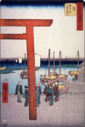 Utagawa Hiroshige: Seven-Ri Ferry at Atsuta, Miya (Miya atsuta no eki shichiri no watashiguchi), no. 42 from the series Famous Places near the Fifty-three Stations of the Tokaido (Gojusantsugi meisho zue) - Legion of Honor
