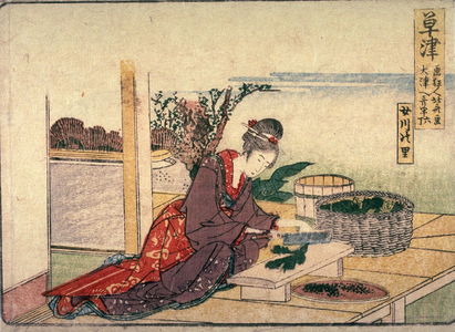 Katsushika Hokusai: Megawa Village near Kusatsu (Kusatsu megawa no sato), no.58 from an untitled Tokaido series (reissue of Hokusai's Tokaido series for poetry circle of Okazaki) - Legion of Honor