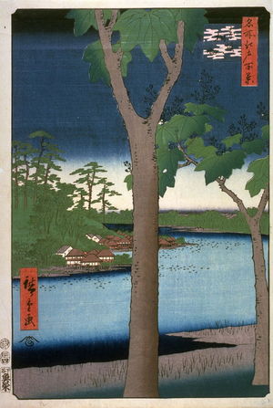 Utagawa Hiroshige: Paulownia Grove at Akasaka (Akasaka kiribatake), no. 48 from the series One Hundred Views of Famous Places in Edo (Meisho edo hyakkei) - Legion of Honor