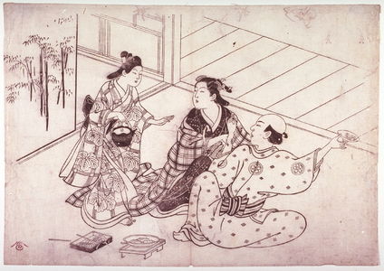 Hasegawa Mitsunobu: Couple Struggling over a Wine Cup, from an untitled series of scenes from daily life - Legion of Honor