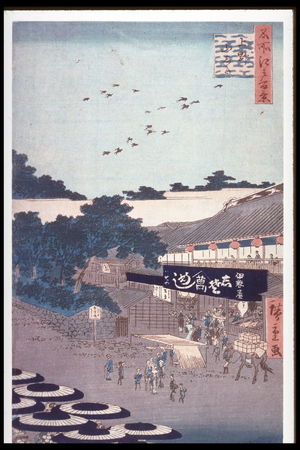 歌川広重: The Yamashita District of Ueno (Ueno yamashita), no. 12 from the series One Hundred Views of Famous Places in Edo (Meisho edo hyakkei) - Legion of Honor