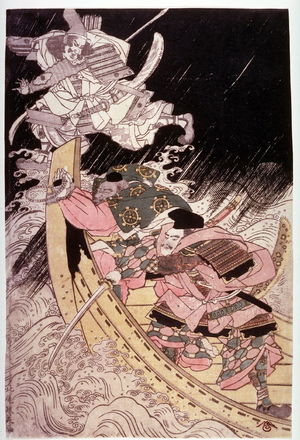北尾政美: The Ghost of Tomomori Attacking Yoshitsune's Ship at Daimotsu Bay - Legion of Honor