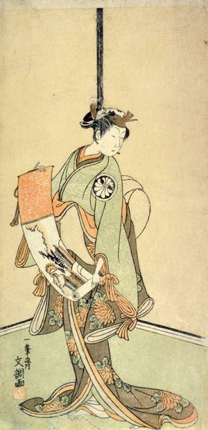 Ippitsusai Buncho: The actor Segawa Kikunojo II Holding a Handscroll Depicting the Gate to a Chinese City or PalaceKeiko Keyes recommended light restriction: Yes - Legion of Honor
