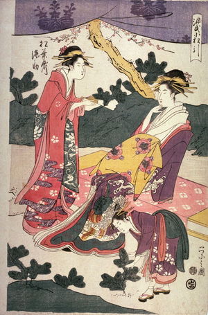 Eishi: Courtesan Somenosuke of Matsubaya (Matsubaya no uchi somenosuke) from the series Picking Pine Shoots, a chapter from the Tale of Genji (Genji komatsubiki) - Legion of Honor