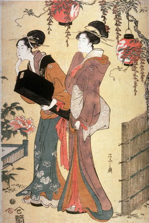 Eishi: Two Geisha in a Garden, right panel of a triptych - Legion of Honor