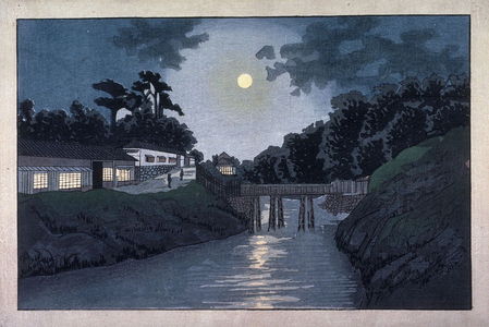 小倉柳村: Full Moon at Suidobashi from an untitled series of western-style views of Tokyo - Legion of Honor