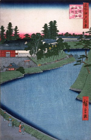 歌川広重: Kojimachi and the Benkei Canal at Soto Sakurada (Soto sakurada benkeibori kojimachi), no. 66 from the series One Hundred Views of Famous Places in Edo (Meisho edo hyakkei) - Legion of Honor