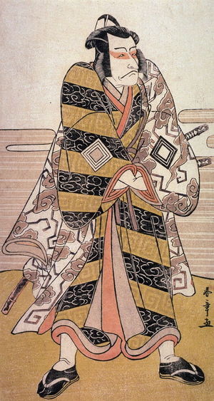 勝川春章: Ichikawa Danjuro V as Fuwa Banzaemon, panel of a polyptych - Legion of Honor