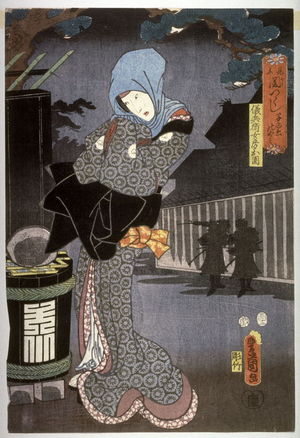 Utagawa Kunisada: Ko yue no yami Actor as Gihei's Wife Osono in Darkness for a Child (Ko yue no yami) from the series Darkness (Mitate yami zukushi) - Legion of Honor