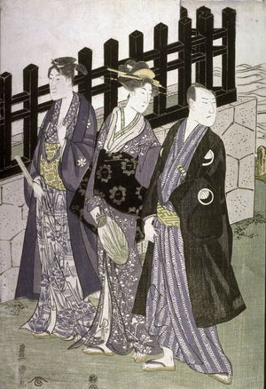 Utagawa Toyokuni I: Sawamura Gennosuke and Iwai Kumasaburo, left panel of a triptych - Legion of Honor