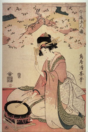 鳥居清満: Five Modern Musicians (Imayo gorin hayashi),fifth panel of the complete pentaptych - Legion of Honor