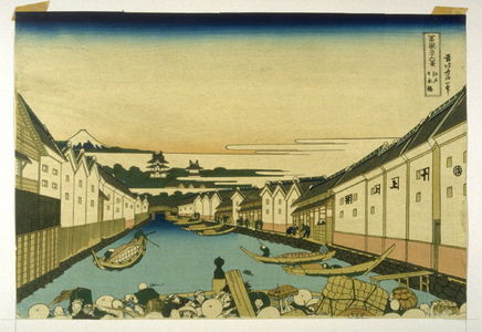 葛飾北斎: Fuji from the Nihon Bashi, Yedo, Looking over Uyena Temple - No.14 from: 36 Views of Fuji - Legion of Honor