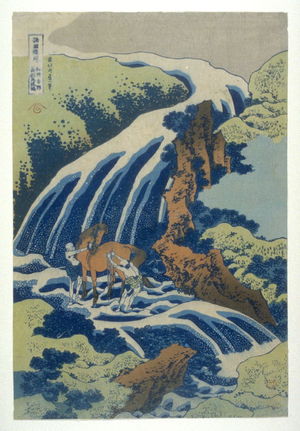 葛飾北斎: Yoshitsune - Horse Washing in Fall - From Waterfall Series - Legion of Honor